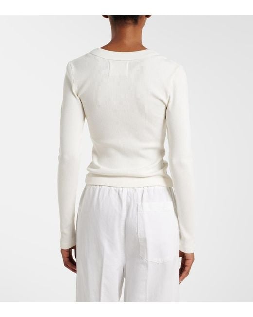 Citizens of Humanity White Varra Ribbed-Knit Henley Shirt