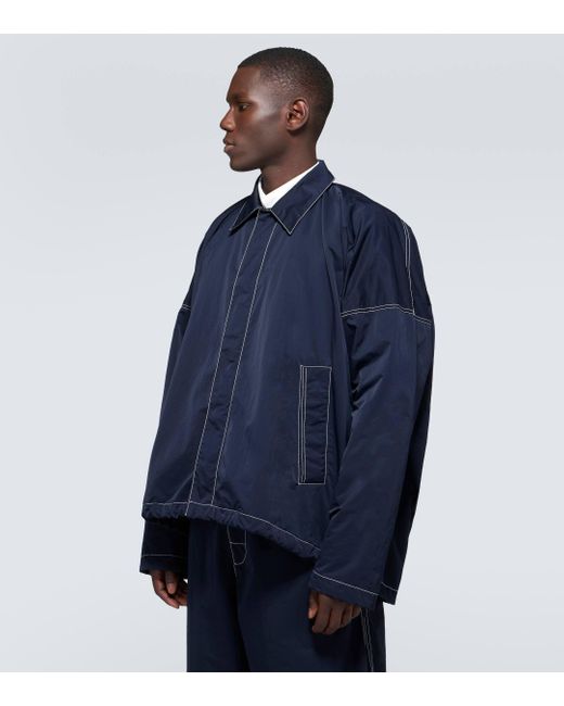 Bottega Veneta Blue Technical Jacket With Leather Puffer Vest for men