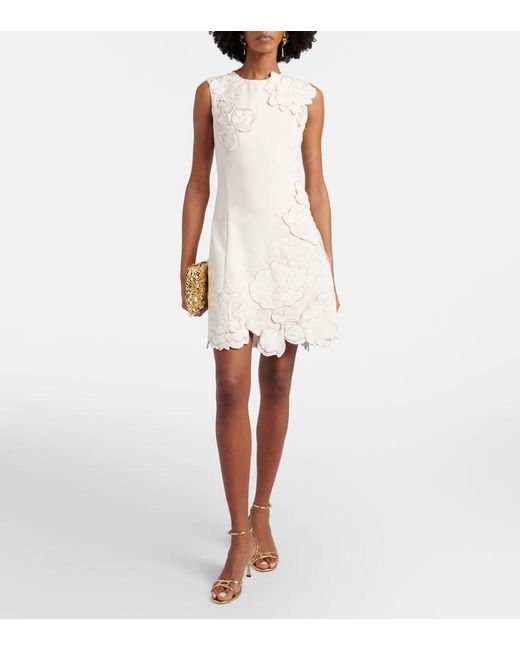 LEO LIN White Floral-Applique Minidress