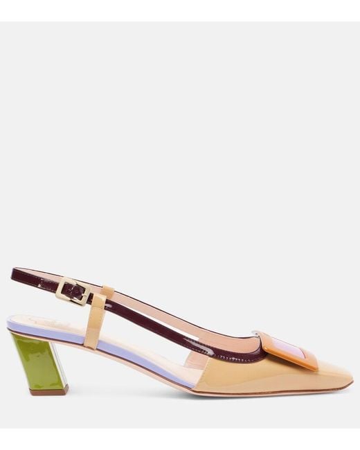 Roger Vivier Pink Belle Vivier 45 Leather Slingback Pumps