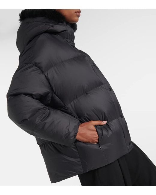 Yves Salomon Black Shearling-Trimmed Down Jacket
