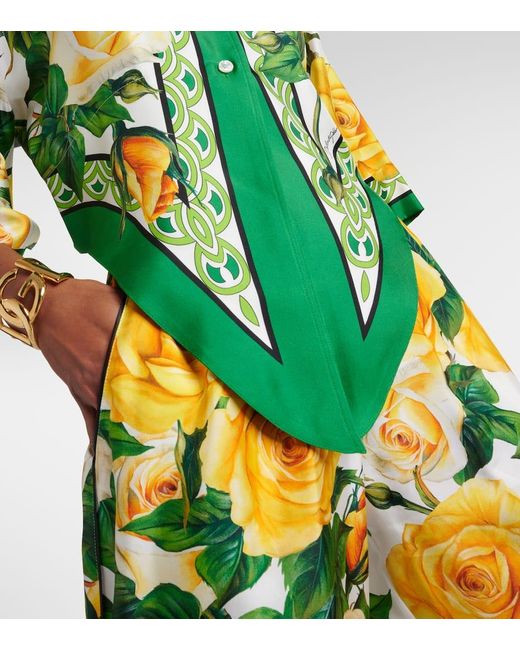 Dolce & Gabbana Green Cropped-Hemd aus Seide