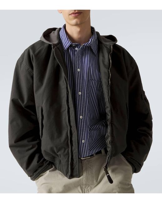 Balenciaga Black Cotton-Blend Hooded Bomber Jacket for men