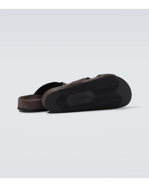 Tom Ford Brown Suede Slides for men
