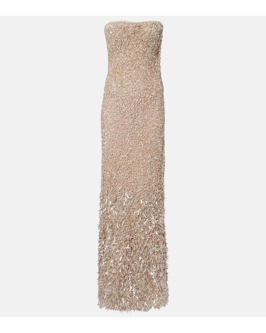 Marmar Halim Natural Dailin Embellished Bustier Gown
