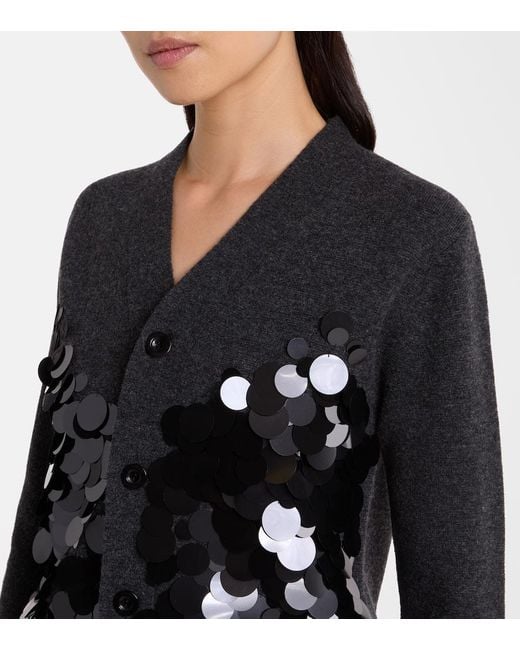 Sacai Gray Sequined Wool Cardigan