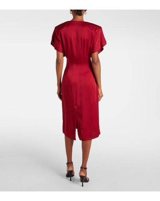 Stella McCartney Red Draped Satin Midi Dress