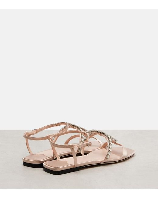 Jimmy Choo Pink Gwyn Crystal-Embellished Leather Sandals