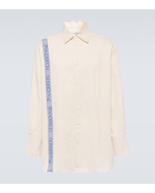 J.W. Anderson White Striped Cotton And Linen Shirt for men