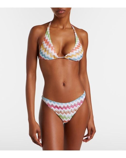 Missoni White Zigzag Lame Bikini
