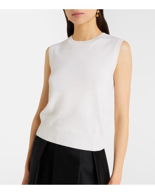 Oscar de la Renta White Virgin Wool Sweater Vest