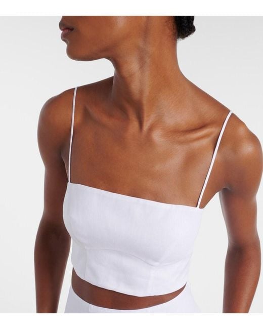 Gabriela Hearst White Blazie Linen Crop Top