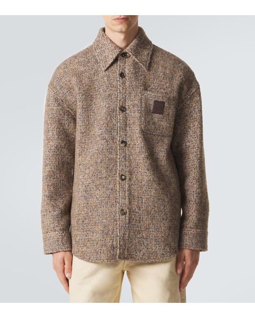 Loewe Brown Anagram Wool-Blend Overshirt for men