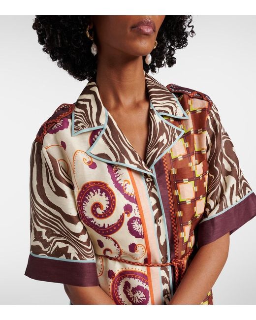 ALÉMAIS Multicolor Wilson Printed Linen And Silk Shirt Dress
