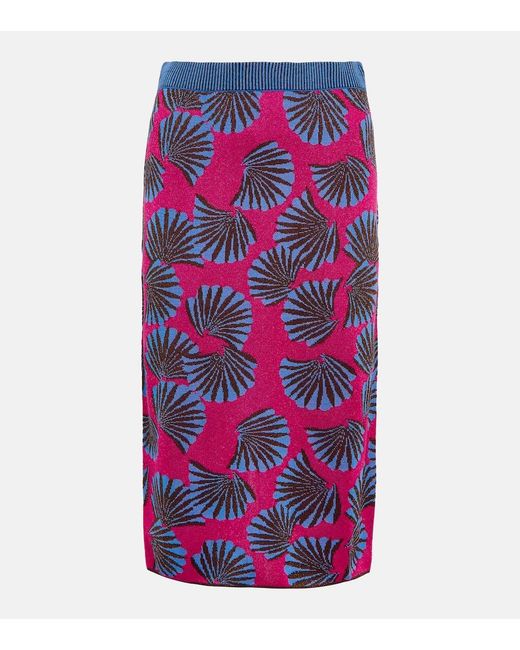 Diane von Furstenberg Purple Hazel Jacquard Knit Midi Skirt