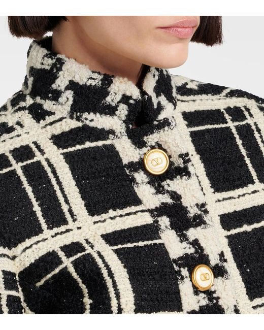 Valentino Black Mossi Wool-Blend Tweed Jacket