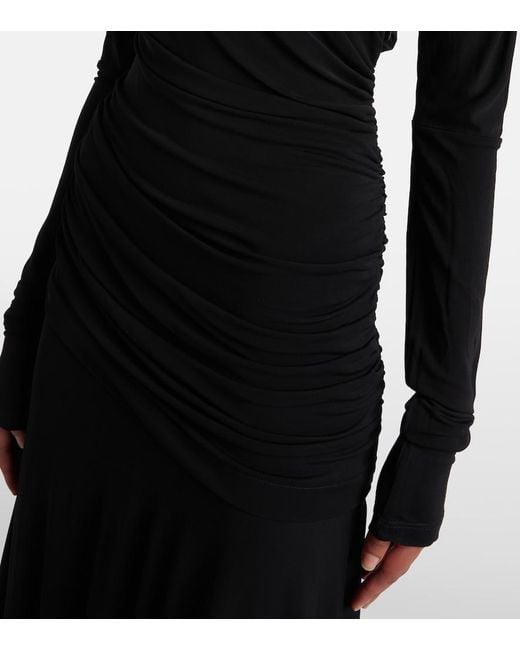 Ganni Black Ruched Maxi Dress