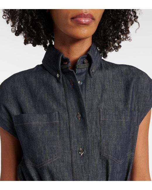 Brunello Cucinelli Blue Denim Chemisier Long Dress