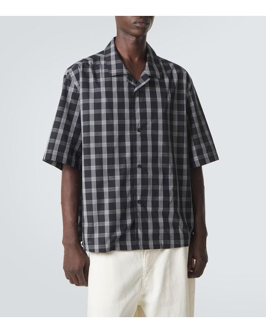 Studio Nicholson Black Kline Checked Cotton Bowling Shirt for men