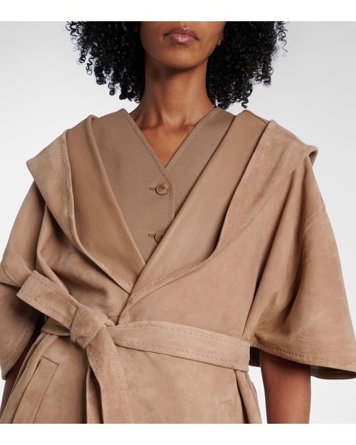 Max Mara Natural Chiffon Suede Wrap Jacket