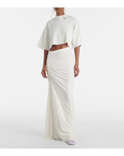 Alaïa White Draped Jersey Maxi Skirt