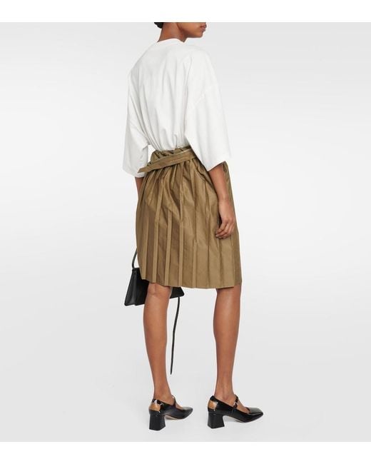 MM6 by Maison Margiela Green Pleated Midi Skirt