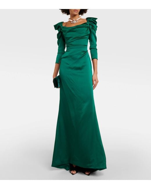 Robe longue Astral en satin Vivienne Westwood en coloris Green