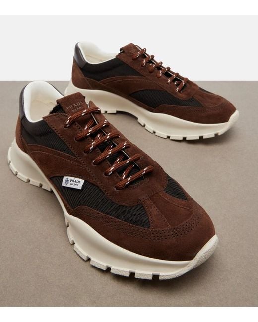 Prada Brown Suede Sneakers