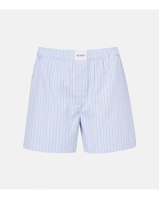 The Attico Blue Striped Cotton Shorts