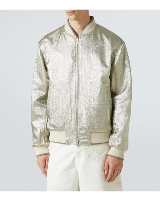 Dries Van Noten Natural Embroidered Cotton Bomber Jacket for men