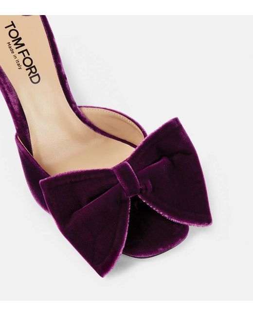 Tom Ford Purple Bow-detail Mules