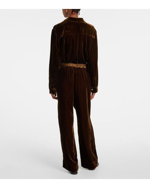 Asceno Brown London Velvet Pajama Pants