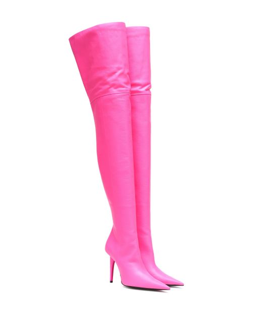 Balenciaga Pink Knife Shark Leather Over-the-knee Boots