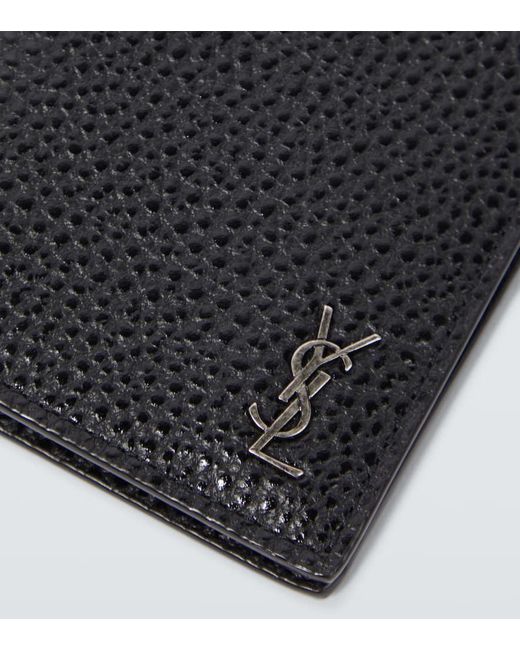 Saint Laurent Black Tiny Cassandre Leather Wallet for men