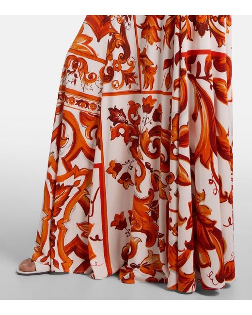 Dolce & Gabbana Red Majolica Organza Maxi Dress