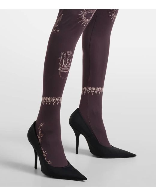 MARINE SERRE Purple Bedruckte Strumpfhose Aus Jersey