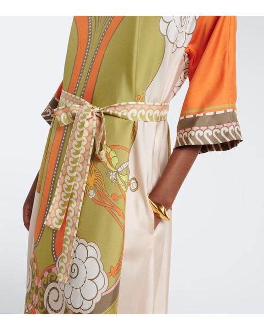 LaDoubleJ Orange Muumuu Printed Silk Twill Maxi Dress