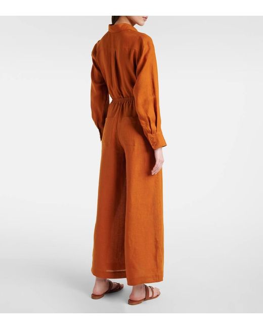 Pantalones Anchos Select De Lino Eres de color Brown