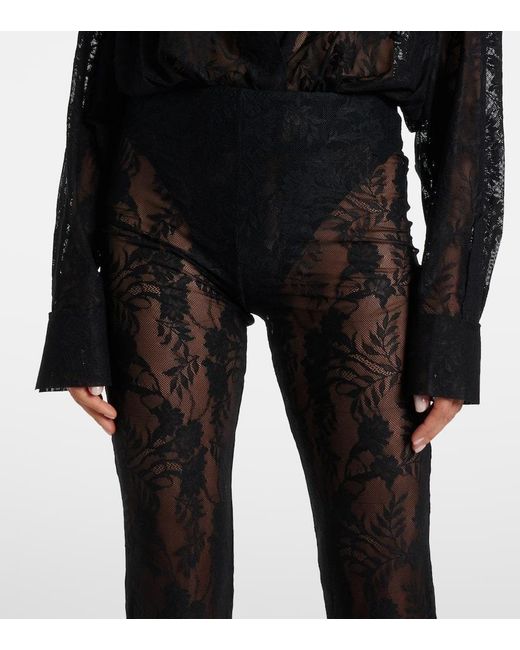 Norma Kamali Black Lace Flared Pants