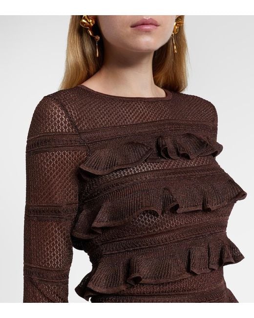 Zimmermann Brown Hypnotic Ruffled Top