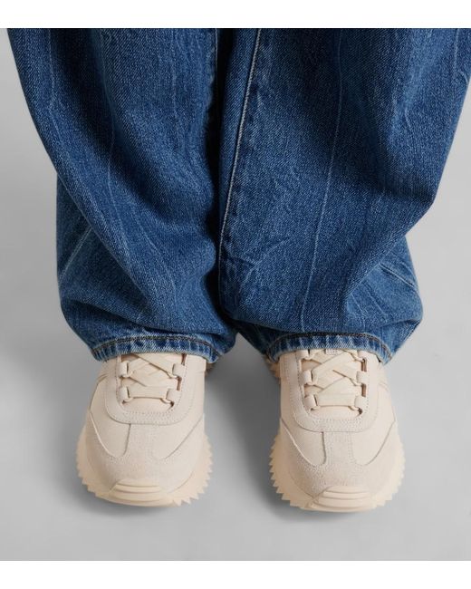 Moncler White Pacey2 Suede-Trimmed Sneakers