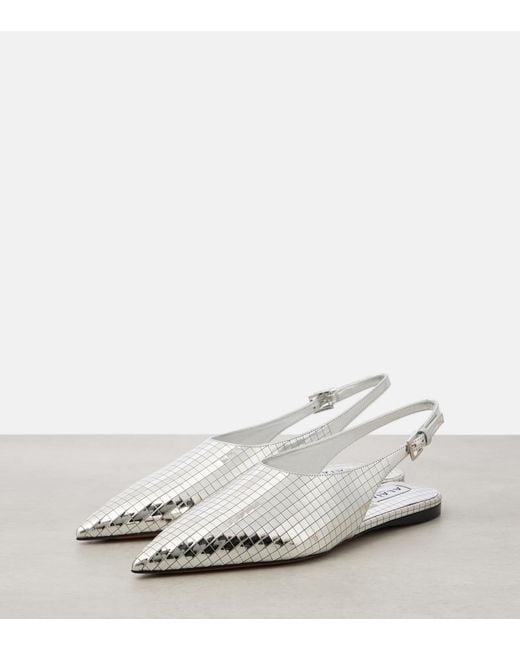 Alaïa White Art Deco Flat Slingback Shoes