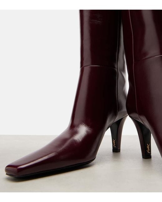 Botas Altas Jill 75 De Piel Saint Laurent de color Purple