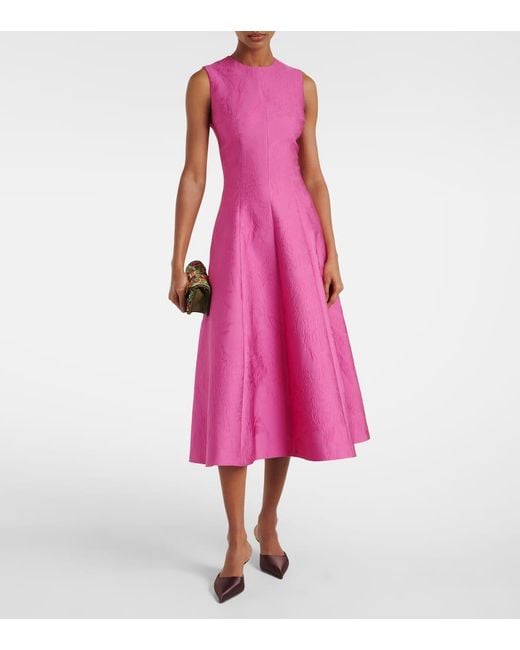 Emilia Wickstead Pink Midikleid Mara Aus Jacquard