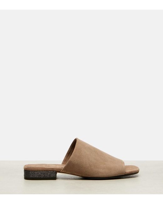 Brunello Cucinelli Brown Suede Sandals