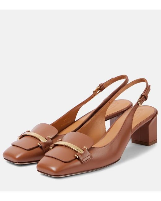 Tod's Brown Slingback-Pumps 50 Aus Leder