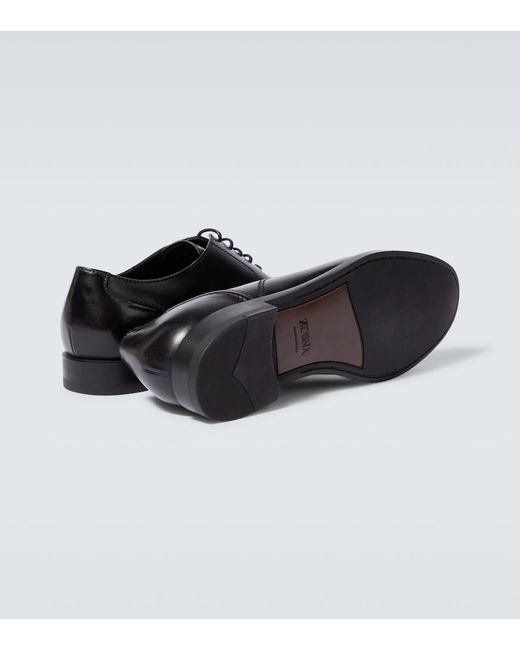 Zegna Black Siena Flex Formal Derby Shoes for men