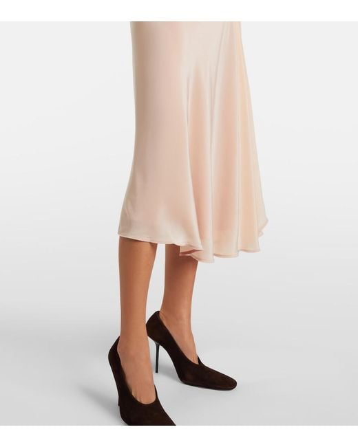 Victoria Beckham Pink Lace-Trimmed Crepe Satin Midi Dress