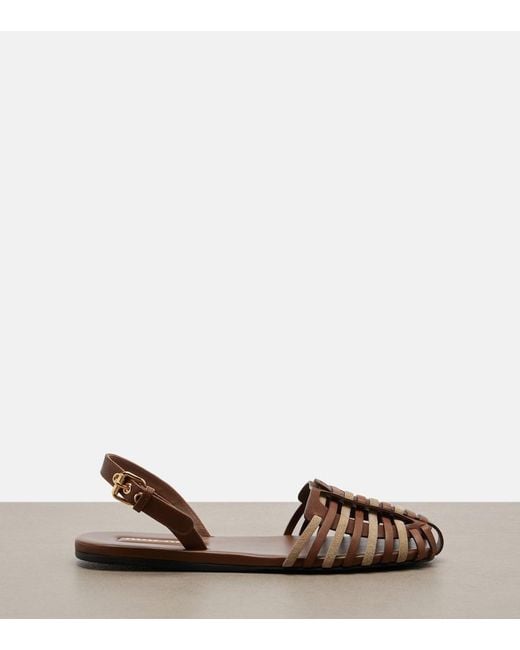 Miu Miu Brown Leather And Suede Fisherman Sandals