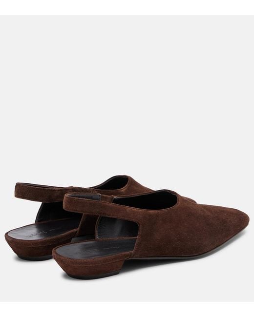 Khaite Brown Cecilia Suede Slingback Flats